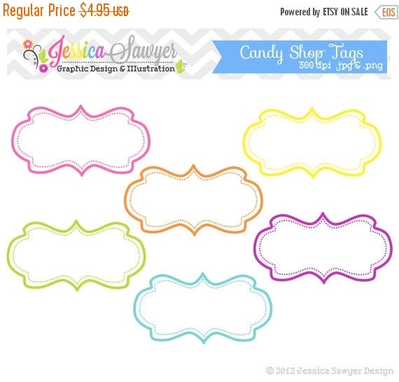 80% OFF - INSTANT DOWNLOAD, candy shop tags - whimsical clipart - printable labels - rainbow - cards - invitations - scrapbook - digital fr Il_570xn