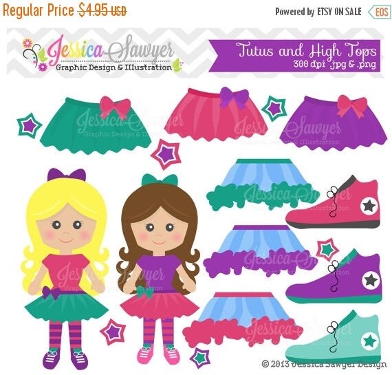 80% OFF - INSTANT DOWNLOAD. tutu and hightops clipart, tween clip art, for commercial use, personal use, invitations, scrapbooking Il_570xn