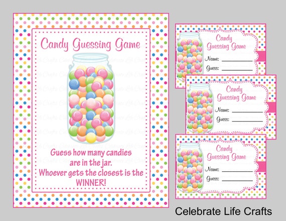 Baby Shower Candy Bottle Guessing Game Sign and Tags Baby