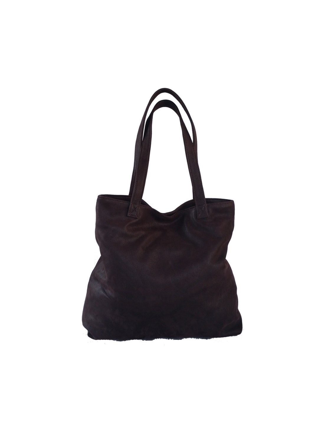 Brown Suede Leather Tote Bag Stylish Shoulder Purse Soft