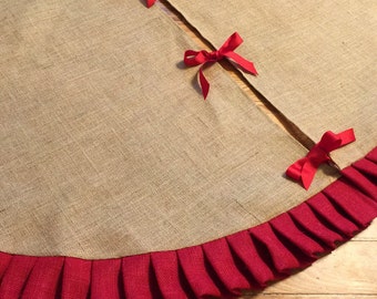 45" Ruffled Burlap Christmas Tree Skirt