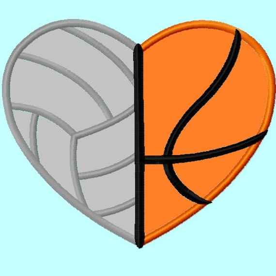 Volleyball and Basketball Heart APPLIQUE Embroidery Designs 4