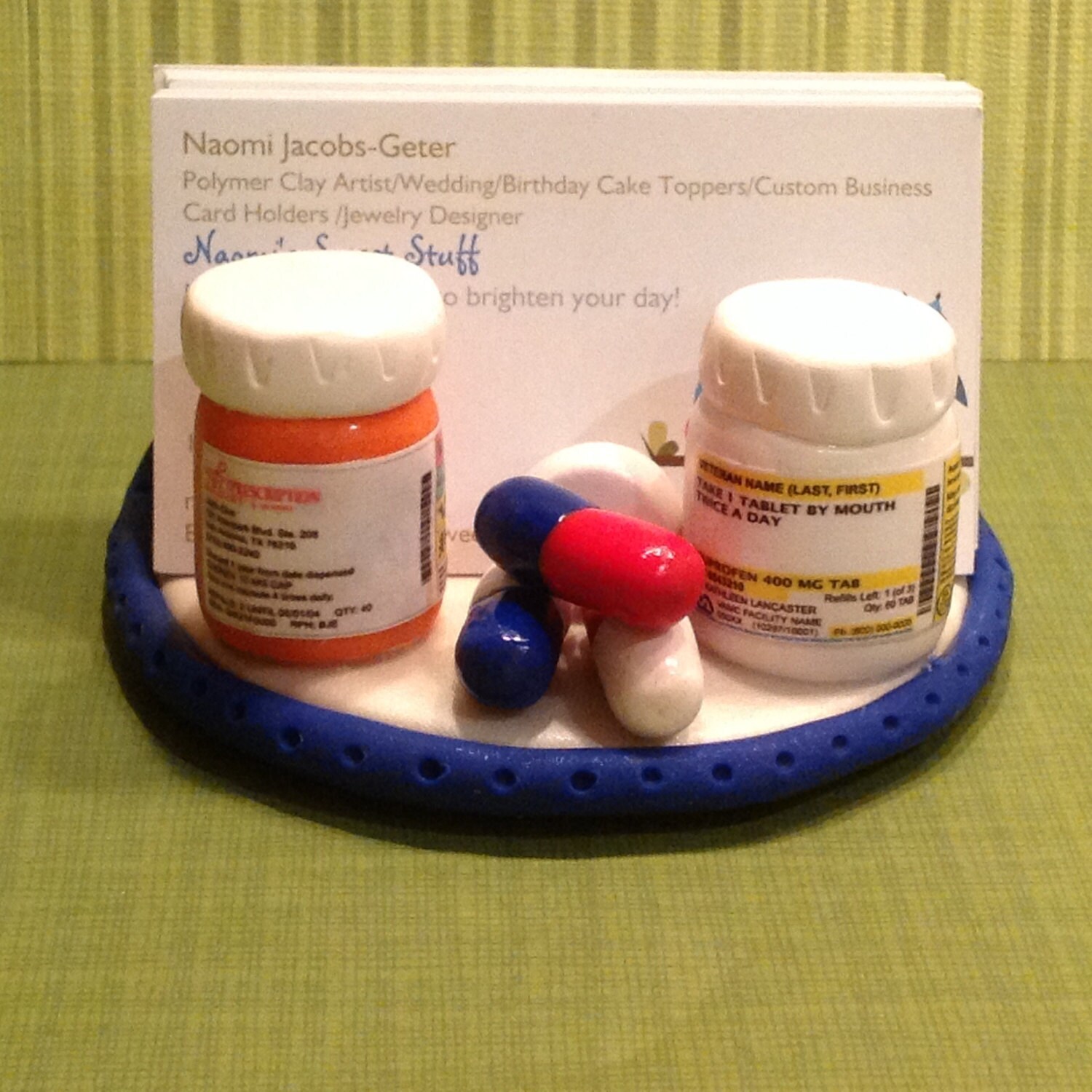 Polymer clay business card holderpharmacist by NaomisSweetStuff