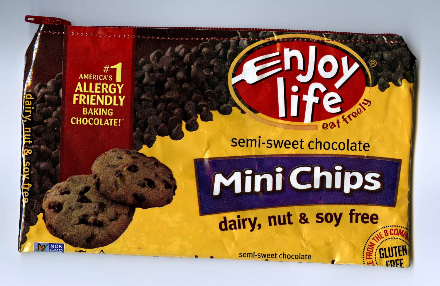 Enjoy Life Chocolate Mini Chips Wrapper Up-cycled Zippered