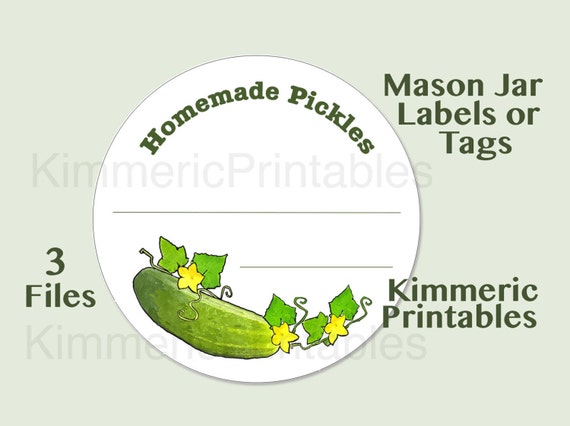 printable homemade pickles canning labels hang tags mason