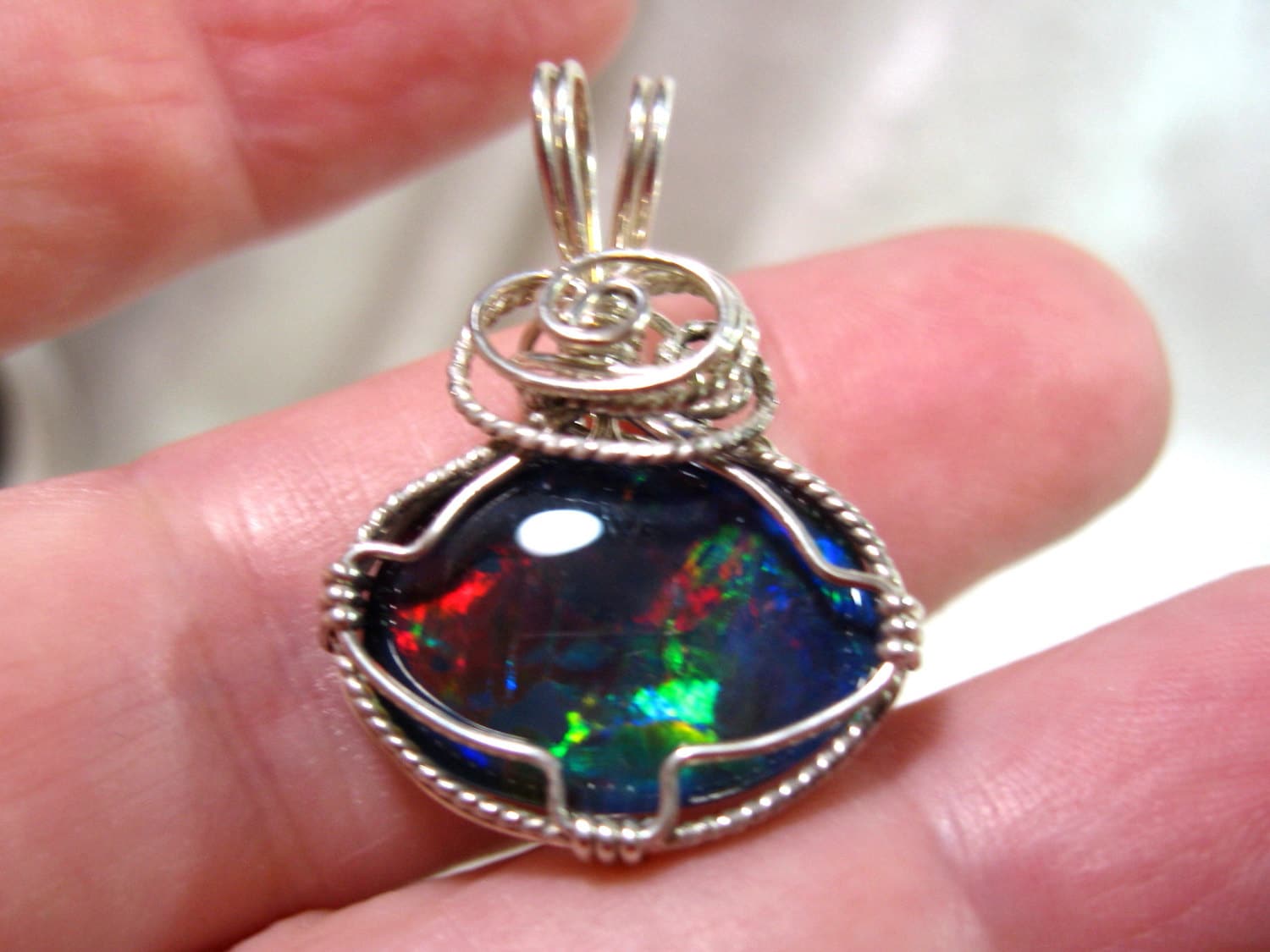 18x13 Australian Black Opal Pendant Opal Triplet Pendant 14.2