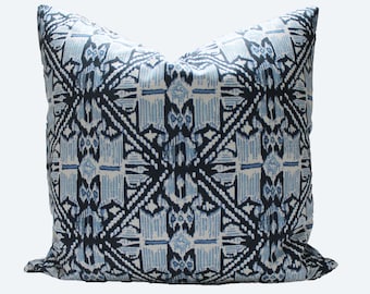Decorative Designer Lacefield Ikat Wedgewood Pillow Cover, 18x18, 20x20, 22x22 Throw Pillow