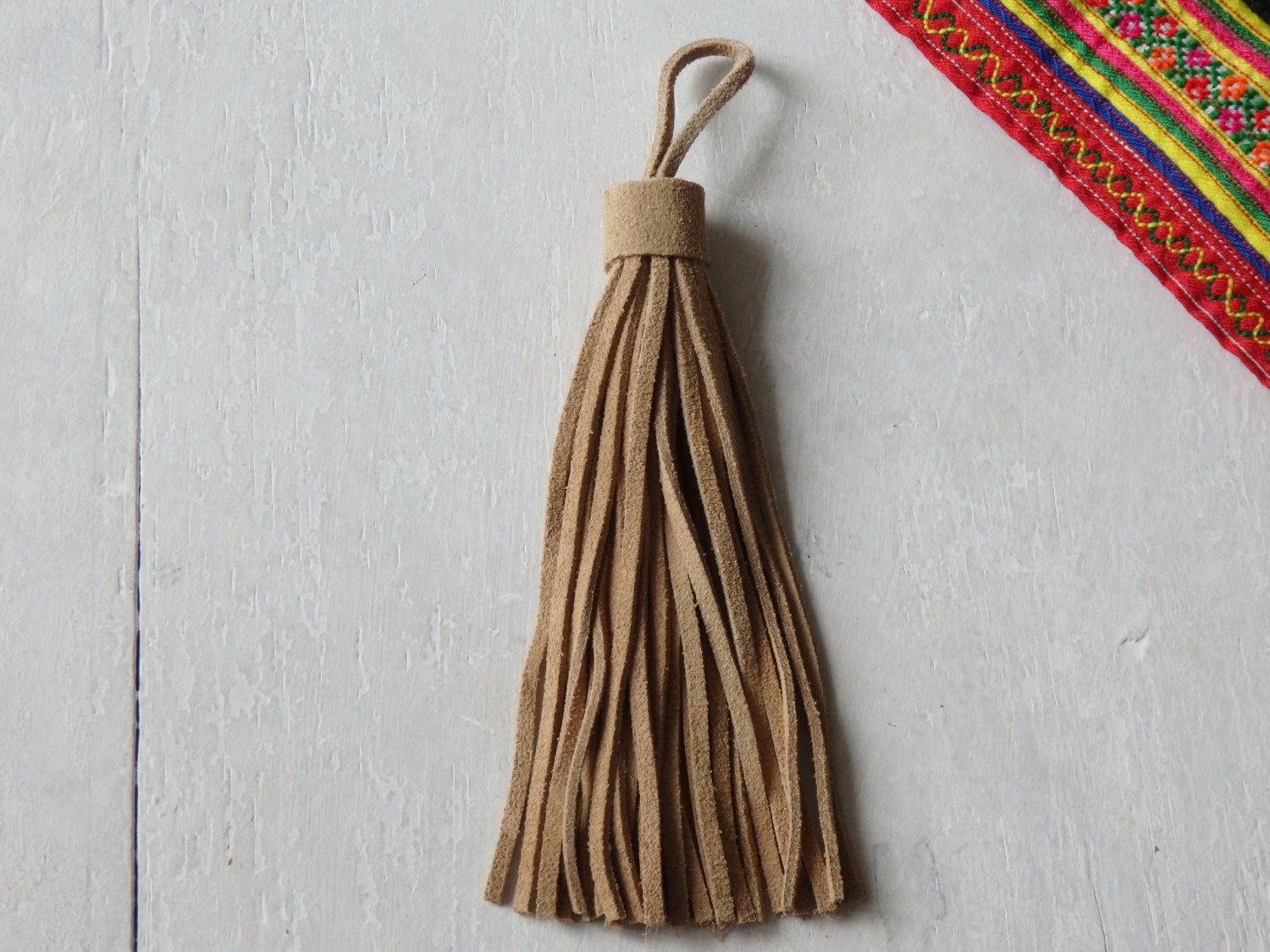 Large suede tassel LIGHT BROWN large tassel for bag charms