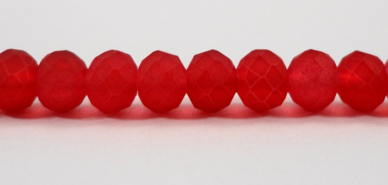 Frosted Red Crystal Beads 6x4mm 4x6mm Red Matte Crystal
