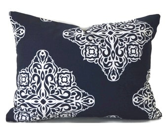 Lumbar Pillow Cover ANY SIZE Decorative Pillow Cover Premier Prints Esperanza Navy