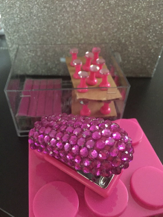 Pink rhinestone covered stapler pink staples pink rhinestone