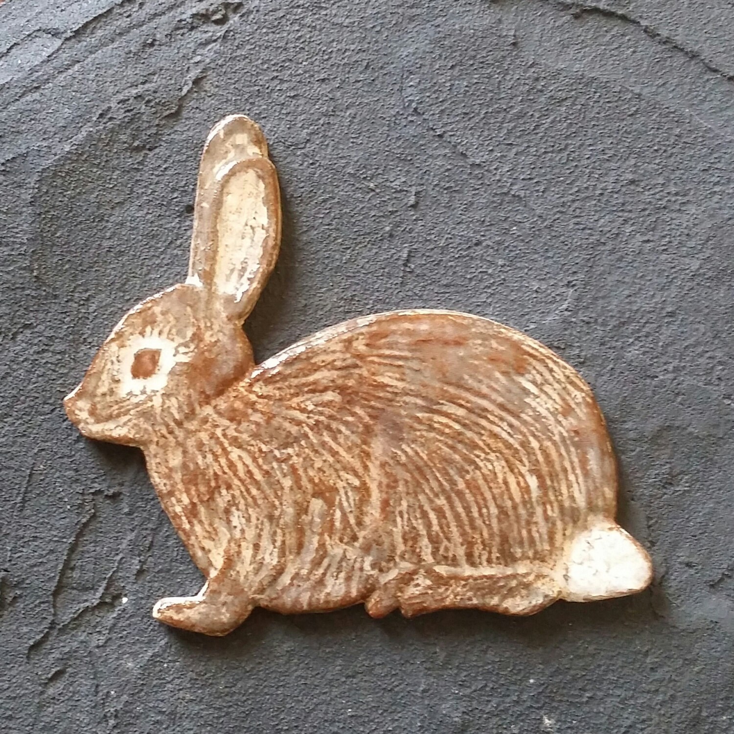 Tile 5" Bunny Original Handmade Unique Ceramic Art Tile for Mosaic