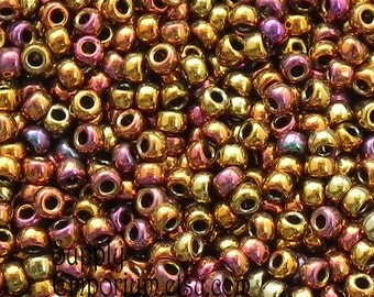 Metallic Gold Iris 8/0 Miyuki Seed Beads - 14 grams - 2057 - Miyuki Metallic Gold Iris 8/0 Seed Beads - 8-462