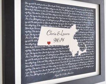 Framed Song Lyrics Or Print, Wedding Song Lyrics First Dance Map Wall Art Personalized Wedding Gift For Newlyweds Husband Wife Bride Lyrics
