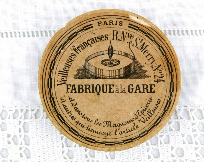 Antique French Original "Fabrique à la Gare" Vegtable Oil Night Light Wicks with Original Box, Floating Candle, Paris, Lamp, Lights, Home