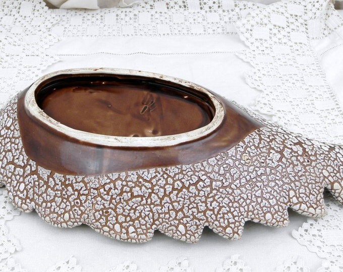 Large Vintage French Vallauris Lava Glaze Ceramic Fruit Bowl Ecume de Mer / MidCentury / Retro Home Interior / Hipster 1960 Orange White