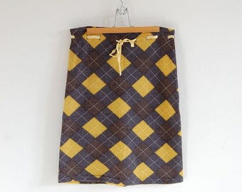 plaid wool vintage skirt yellow violet vintage S