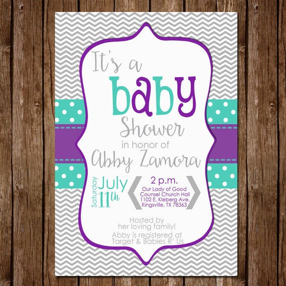 Teal Baby Shower Invitations 1