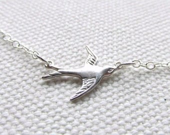 Dainty Bird Bracelet Silver Delicate Modern Stacking Bracelet Layering Minimalist Little Bird