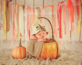 Crochet Scarecrow Hat-Fall Hat-Photo Prop-Newborn to 0-3 Months