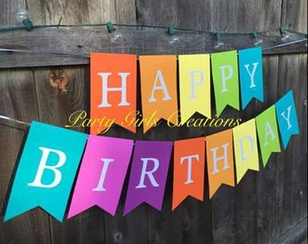 Fiesta Happy Birthday AND Feliz Cumpleanos Banner I design