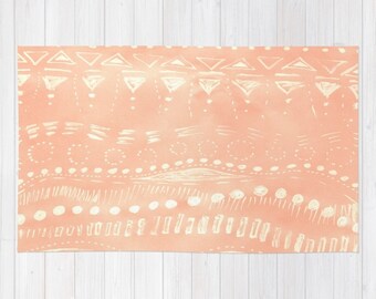 Coral Geometric Area Rug, pink area rug, nursery area rug, geometric rug, coral area rug, coral 2x3 rug, coral 4x6 rug, coral 3x5 rug