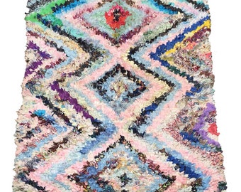 Thick Vintage Moroccan Boucherouite Rug, 7ft by 4ft 6inches