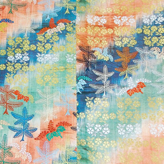 Kimono Japanese Design Decoupage Paper Flowers and Leaves
