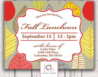 Custom Fall Luncheon, Meet and Greet, Reception, Save the Date, Shower Invitation - Digital File - DIY Printing - Brown, Red, Green