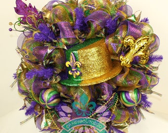 Mardi gras wreath | Etsy