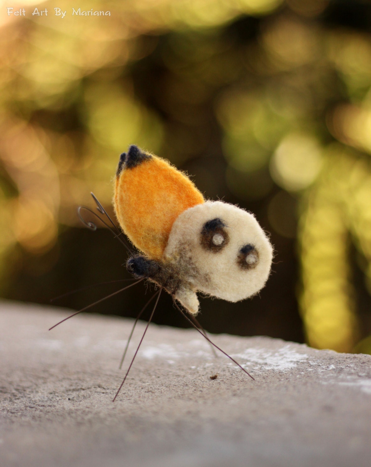 Needle Felted Butterfly Needle Felt Yellow Butterfly