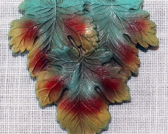 Art Deco Celluloid Autumn Leaf Brooch