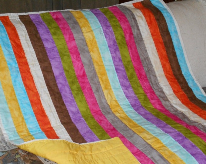 Jelly Roll , Throw Quilt, Lap Quilt, Sofa Throw , Strip Quilt or Throw