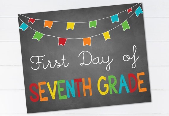 First Day of Seventh Grade Sign First Day of by PeachyNotions