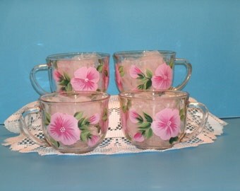 PANSY MUG, PINK, set of four