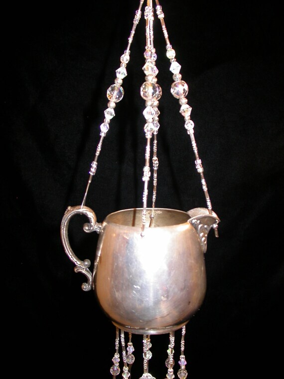 SALE Wind Chimes Silver Plate Creamer Silverware Upcycle