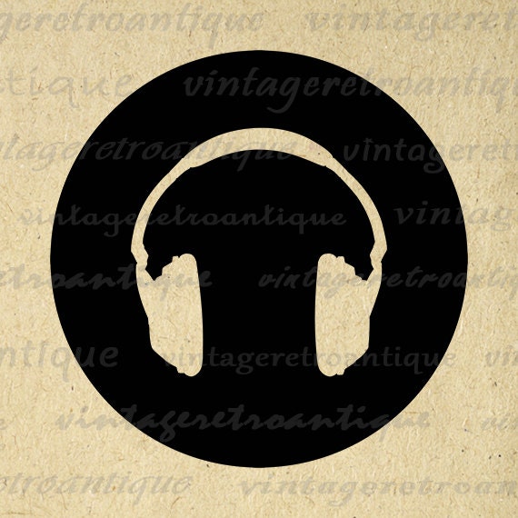 Printable Headphones Digital Graphic Music by VintageRetroAntique