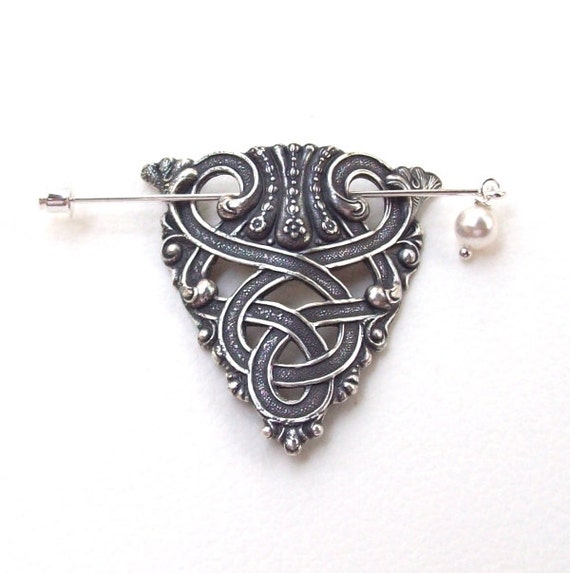 Celtic Shawl Pin Celtic Lapel Pin Silver Celtic Scarf Pin 