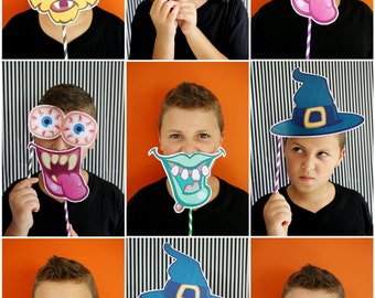 Halloween Photo Booth Props Party Printables Supplies & DIY Decorations