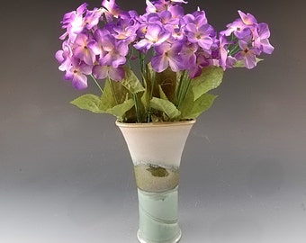 Handmade Potteryvase Green and Brown Stoneware by Mark Hudak