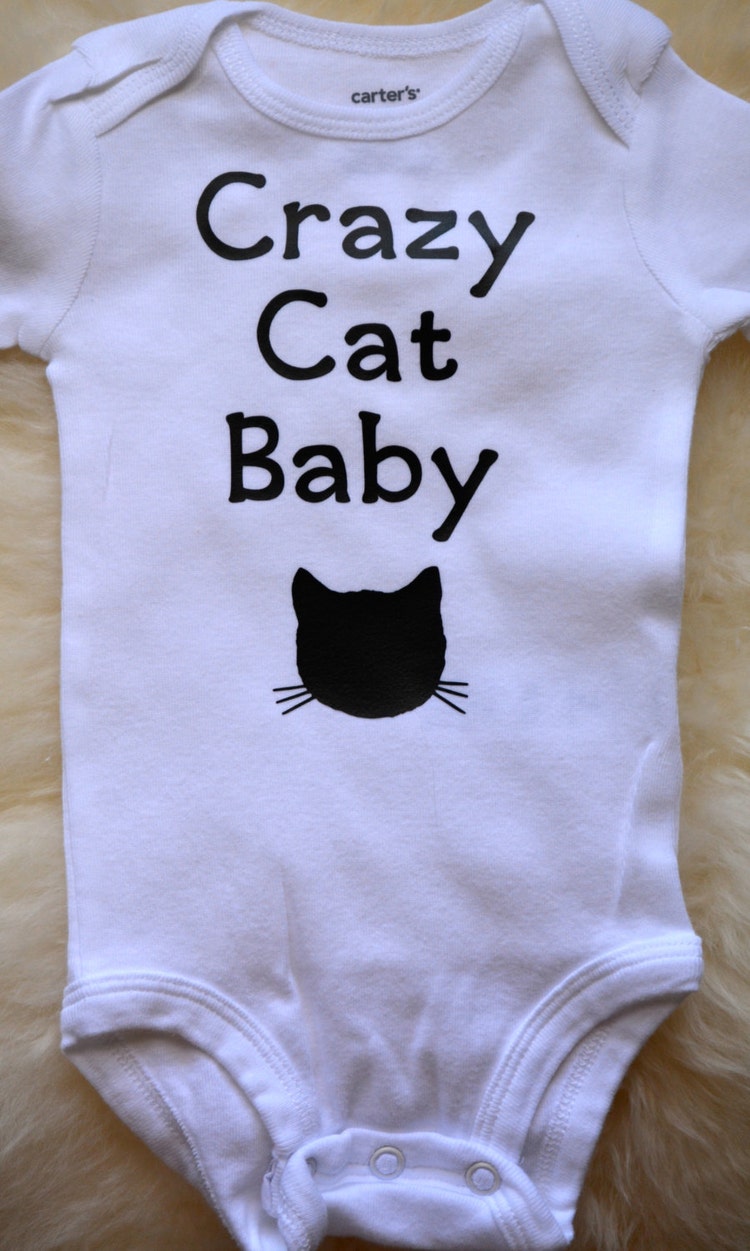 Cat baby onesie baby clothes crazy cat baby by EclecticBadger