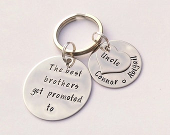 Personalised Uncle gift - personalised brother gift - The best Brothers get promoted to Uncle - uncle keyring, brother gift, gift for uncle
