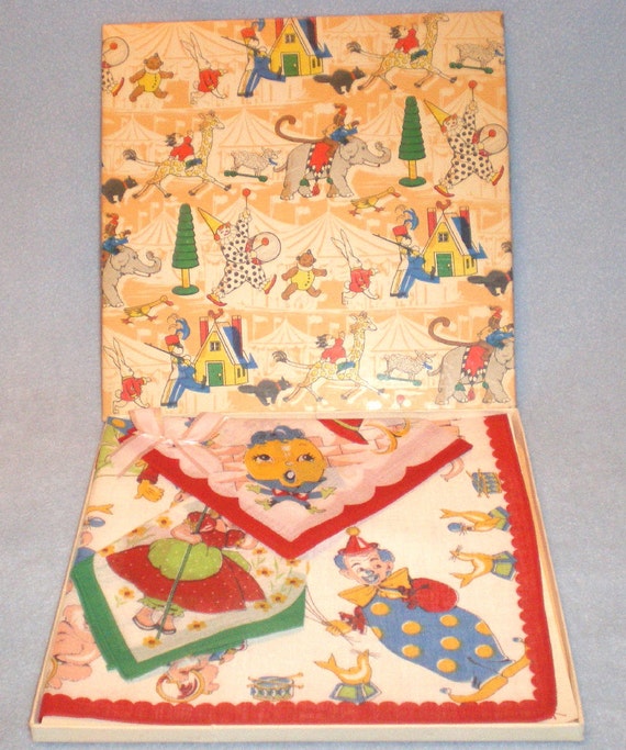 Antique Children's Child's Hankies Handkerchief Box