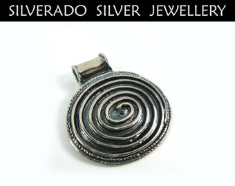 Greek Pendant, Meander Pendant, Spiral Pendant, Circle Of Life, Greek Key, Greek Jewelry, Oxidized Pendant 21x30 mm, Grecian Pendant, Greece