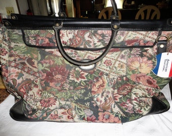 American Tourister Carry On Bag Floral Tapestry Travel Luggage Vintage Overnight Tote