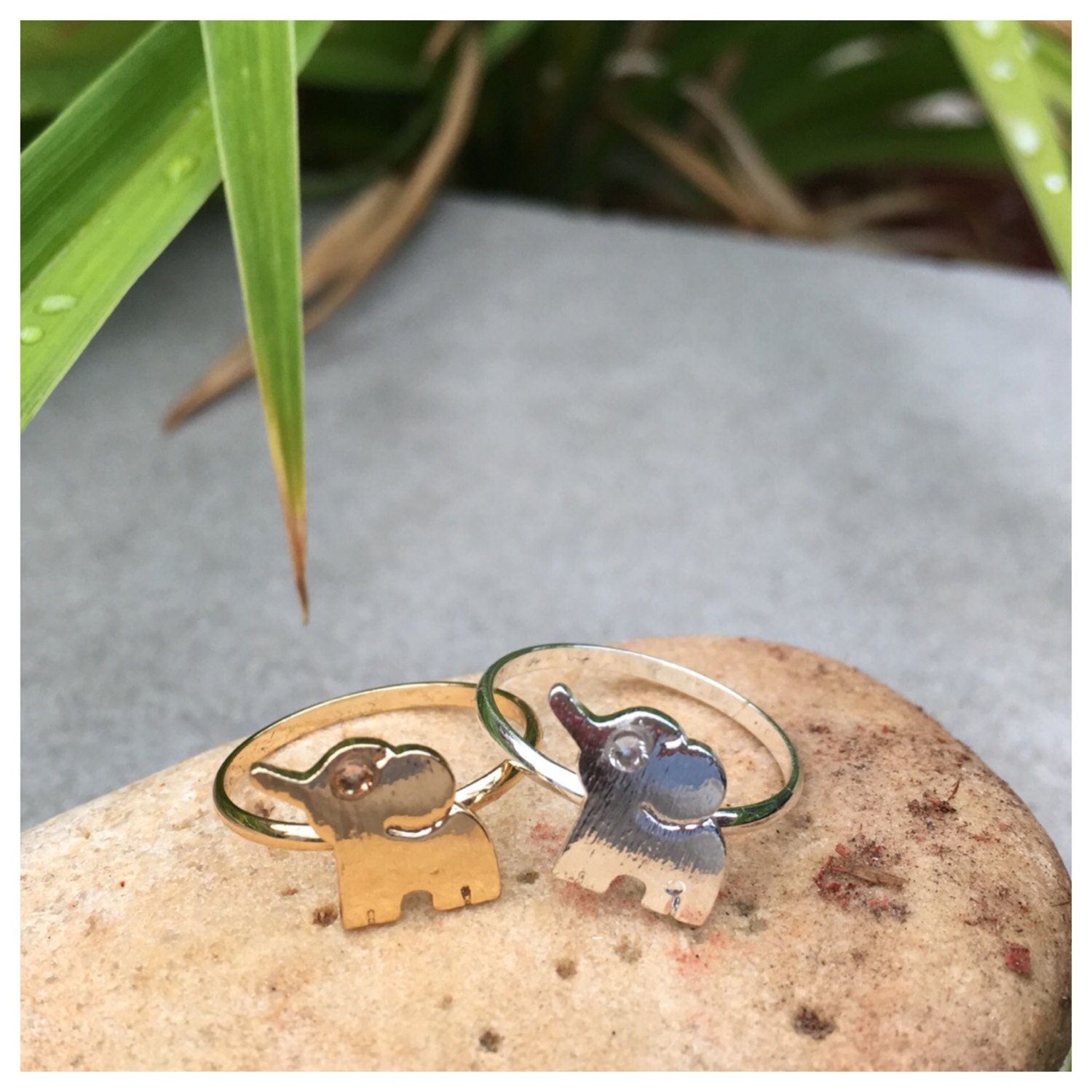 Baby Elephant Ring/ Swarovski Crystal Rings/ by SomeLikeItCharmed