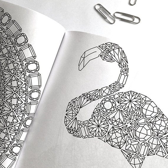 BleuWaveImages - Gemstones Coloring Book, Adult Coloring Book, Gems