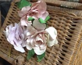 3 Pink and lavender artificial flowers c. 1940 3 Pink and lavender artificial flowers c. 1940