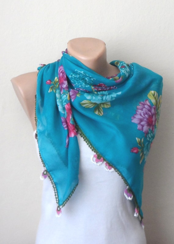 blue scarf cotton scarf turkish scarf trendy fashion by 