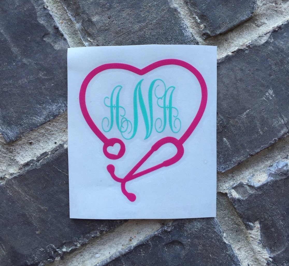 Nurse Stethoscope Heart Vinyl Sticker / Car Decal /Yet Decal